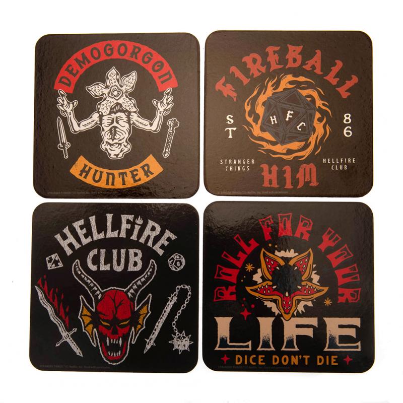 STRANGER THINGS 4 (HELLFIRE CLUB) COASTER SET / Zestaw podkładek (4 szt) Stranger Things - Hellfire Club