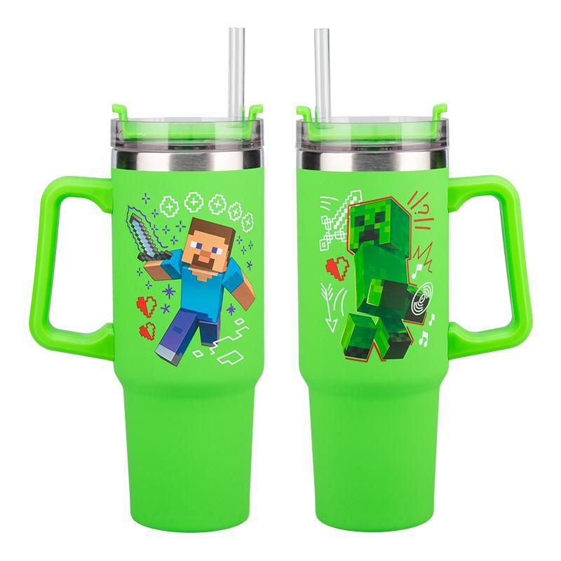 Minecraft insulated cup and straw (900 ml) - green / Minecraft kubek podróżny ze słomką (900 ml) - zielony