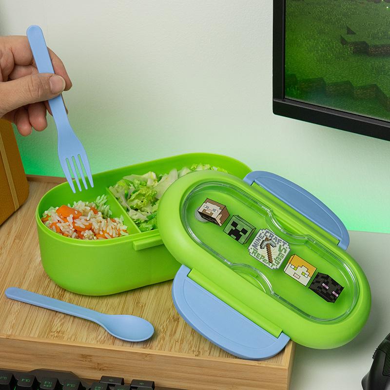 Minecraft Bento Box with cutlery / Minecraft pudełko na lunch plus sztućce