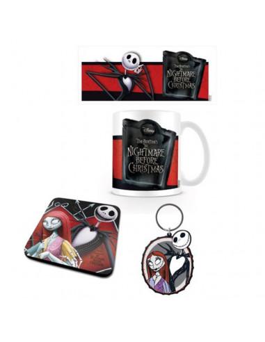 THE NIGHTMARE BEFORE CHRISTMAS (JACK & SALLY) GIFT SET INCL: includes:mug,coaster, keyring / zestaw prezentowy Miasteczko Halloween (Jack i Sally) zawiera: kubek,podkładka, brelok