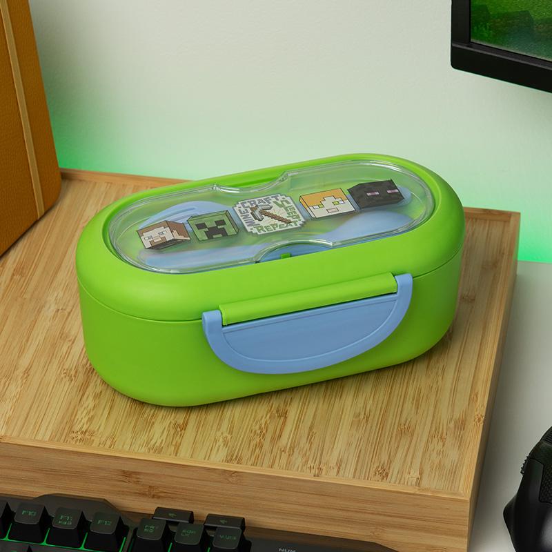 Minecraft Bento Box with cutlery / Minecraft pudełko na lunch plus sztućce