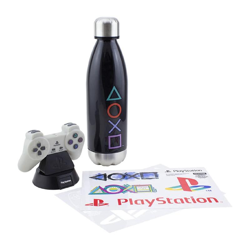 Playstation Icon Light, bottle & Stickers gift set / zestaw prezentowy Playstation : lampka, butelka, naklejki