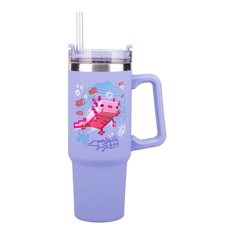 Minecraft insulated cup and straw (900 ml) - purple / Minecraft kubek podróżny ze słomką (900 ml) - fioletowy