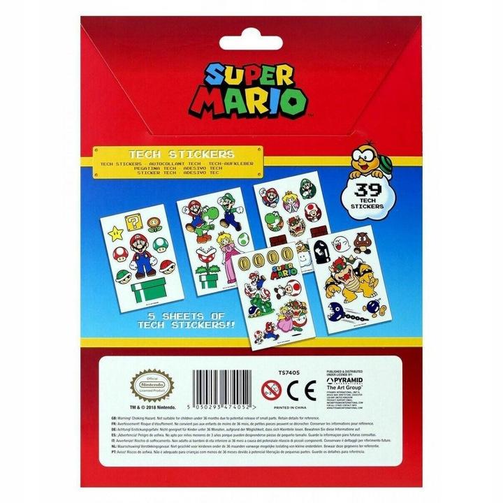 Nintendo SUPER MARIO (MUSHROOM KINGDOM) Tech Stickers Pack (39 pcs) / zestaw naklejek SUPER MARIO Nintendo (39 szt)