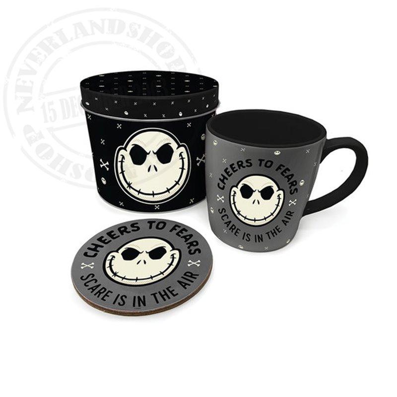 THE NIGHTMARE BEFORE CHRISTMAS (CHEERS AND FEARS) GIFT SET: MUG & COASTER IN KEEPSAKE TIN / zestaw prezentowy Miasteczko Halloween: kubek plus podkładka w ozdobnej puszce