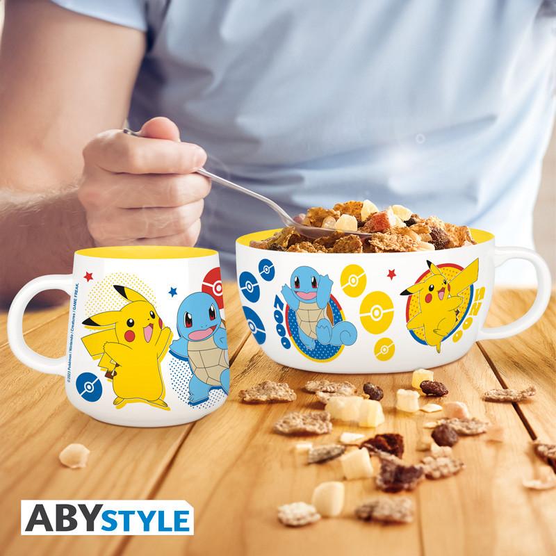 POKEMON breakfast set: mug + bowl - Pikachu & Kanto Starters / Zestaw śniadaniowy Pokemon: miska + kubek Pikachu & Kanto Starters - ABS