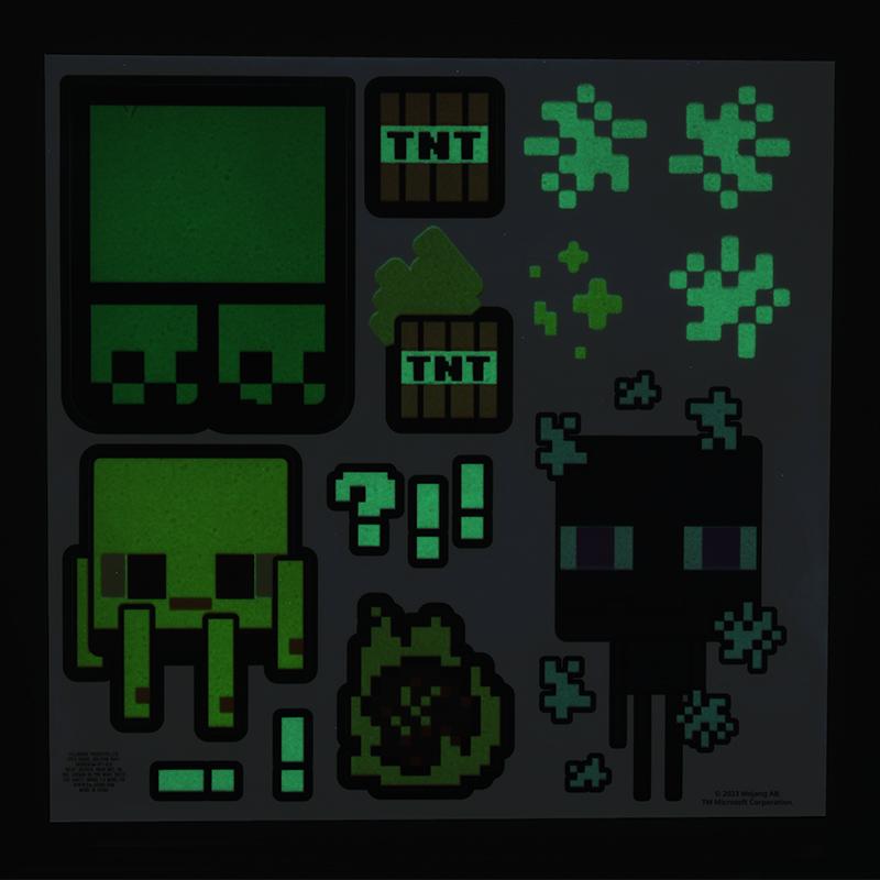 Minecraft Creeper Glow In The Dark Wall Clock with set of stickers / Minecraft Creeper zegar ścienny świecący w ciemności plus zestaw naklejek