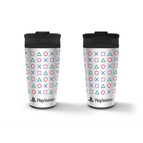 PLAYSTATION (SHAPES) METAL TRAVEL MUG / kubek termiczny (metalowy) Playstation - ikonki