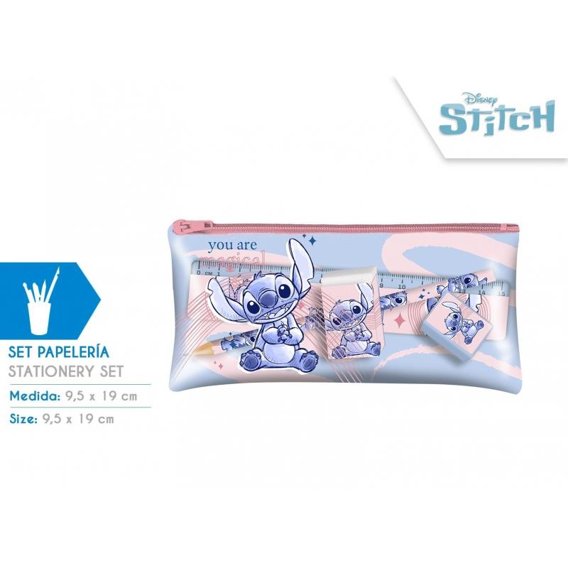 Disney Stitch stationery set in pencil case (5 pcs) / Disney Stitch Zestaw piśmienniczy w saszetce (5 elementów)