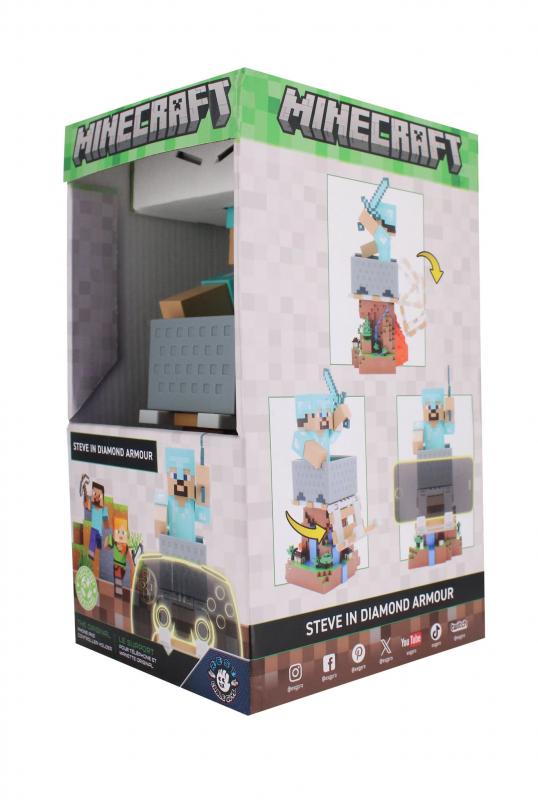 Minecraft - Steve in Diamond Armour phone & controller holder (high: 20 cm) / Minecraft stojak na telefon - kontroler (wysokość: 20 cm) - Steve w diamentowej zbroi