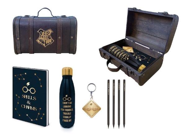 HARRY POTTER (TROUBLE FINDS ME) PREMIUM GIFT SET (4x pencils, metal bottle,notebook, key ring) / Zestaw prezentowy Premium Harry Potter - walizka