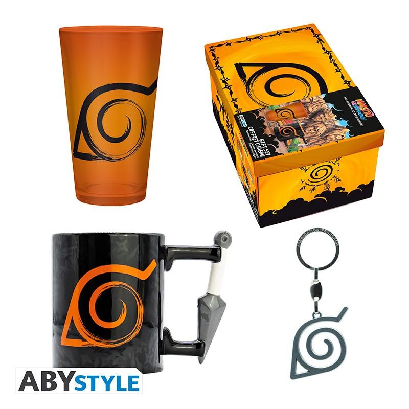NARUTO SHIPPUDEN gift set: large Glass, 3D Keychain, 3D mug / Zestaw prezentowy NARUTO SHIPPUDEN: duża szklanka, brelok 3D, kubek 3D - ABS