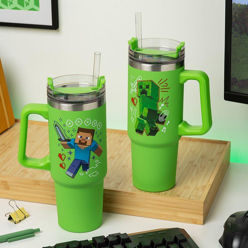 Minecraft insulated cup and straw (900 ml) - green / Minecraft kubek podróżny ze słomką (900 ml) - zielony