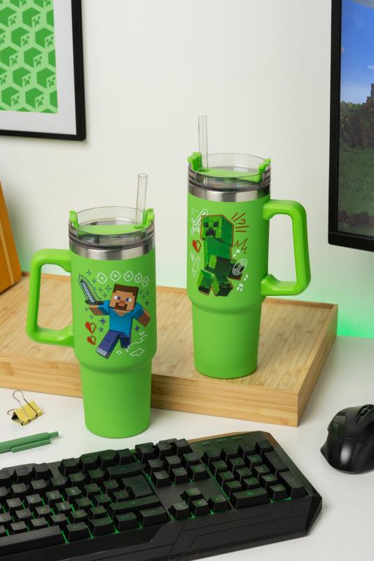 Minecraft insulated cup and straw (900 ml) - green / Minecraft kubek podróżny ze słomką (900 ml) - zielony