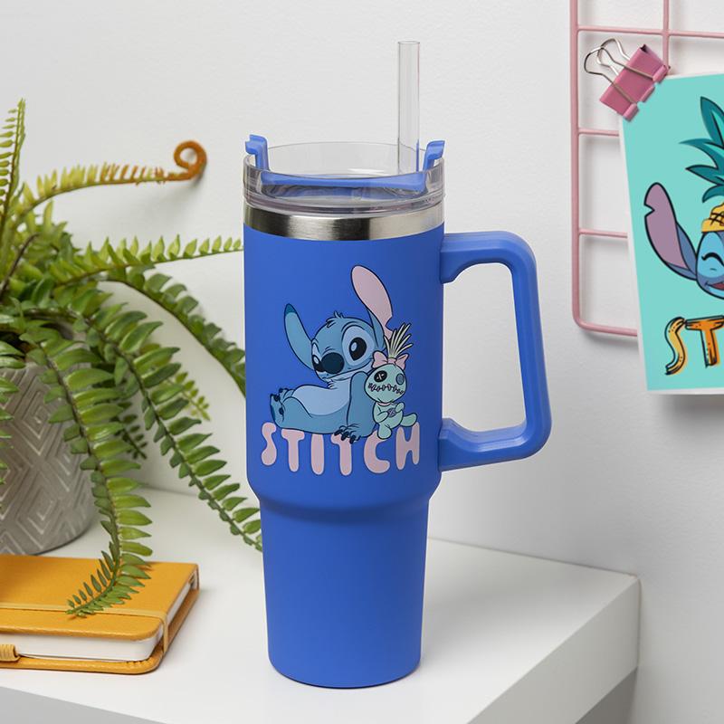 Disney Blue Insulated Cup and Straw (900 ml) Stitch / Disney kubek podróżny ze słomką (900 ml) - Stitch
