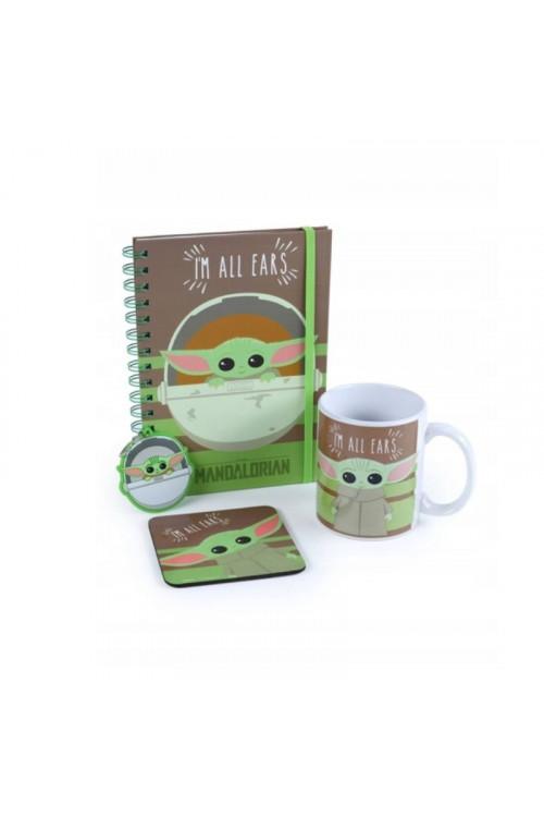 STAR WARS: THE MANDALORIAN (I'M ALL EARS) BUMPER GIFT SET: mug, notebook, coaster, key ring / Gwiezdne Wojny zestaw prezentowy - Mandalorian: kubek, brelok, podkładka, notes A5