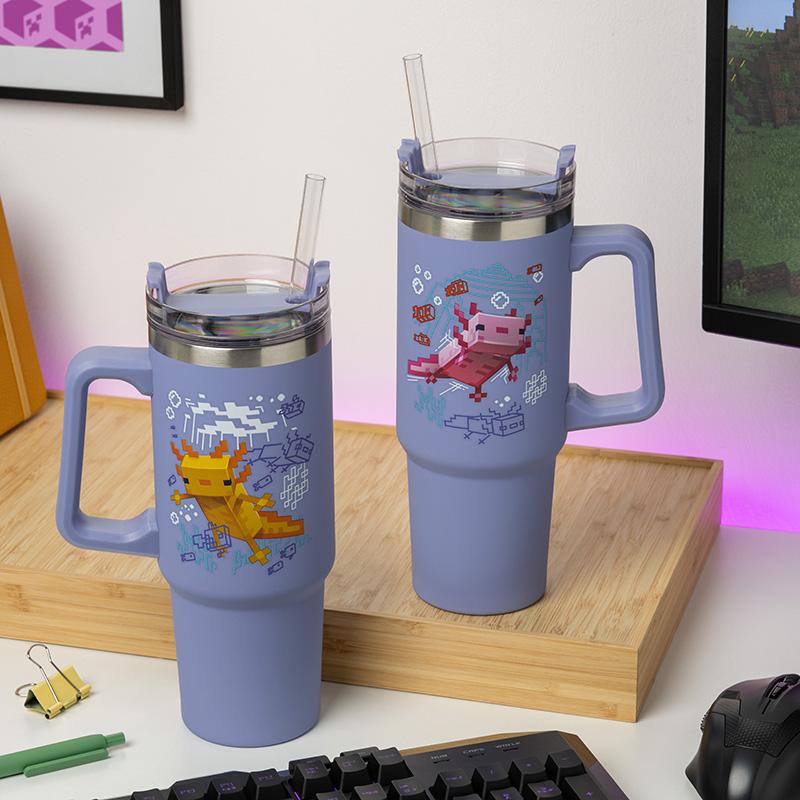 Minecraft insulated cup and straw (900 ml) - purple / Minecraft kubek podróżny ze słomką (900 ml) - fioletowy