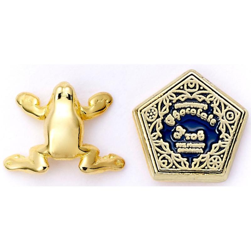 Harry Potter Chocolate Frog & Box gold plated stud / kolczyki Harry Potter - czekokadowa żaba i pudełko (pozłacane)
