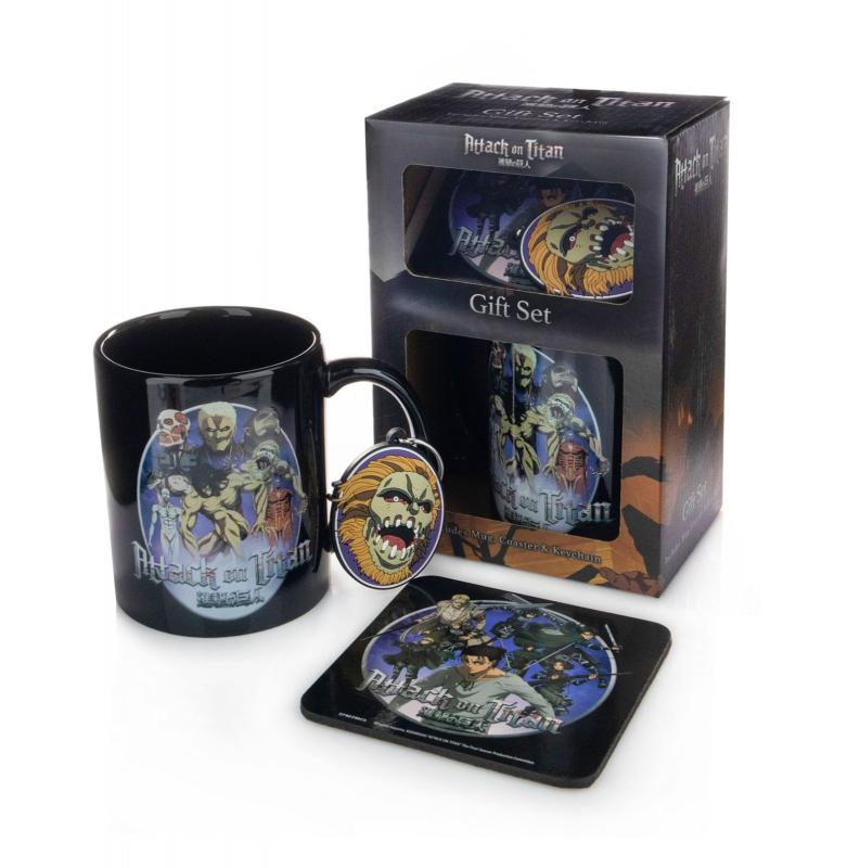 ATTACK ON TITAN GIFT SET: MUG, COASTER, KEYCHAIN / Zestaw prezentowy Attack on Titan: kubek, podkładka, brelok