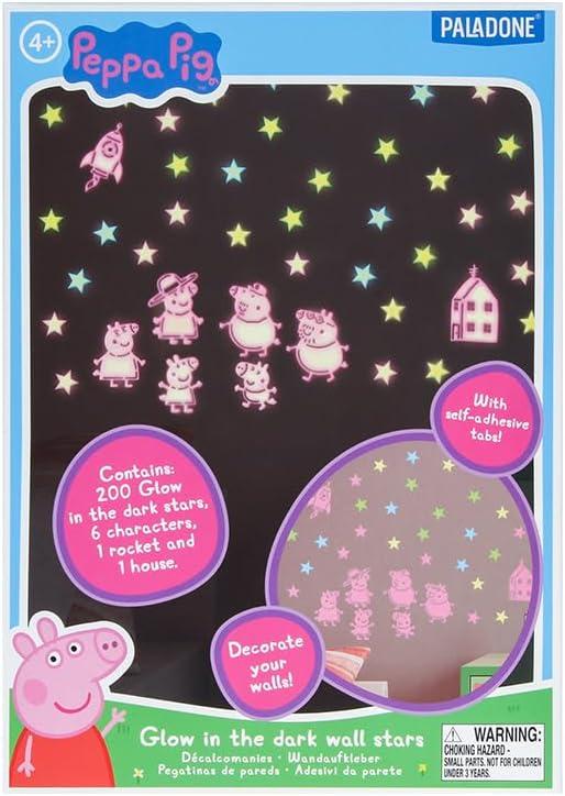 Peppa Pig Glow in the Dark Wall Decal Stars / Świnka Peppa naklejki dekoracyjne (ścienne) świecące w ciemności