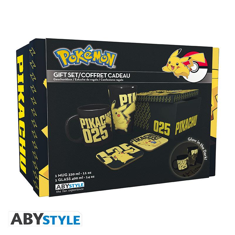 POKEMON gift set: glass XXL, mug, 2 coasters / Pokemon zestaw prezentowy: szklanka XXL, kubek, 2 x podładki - ABS