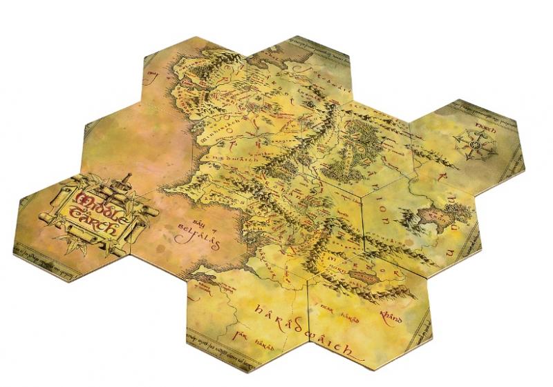 Lord of the Rings: Middle Earth Hex Map Coasters (12 pcs) / Władca Pierścieni podkładki Mapa Śródziemia (12 szt)