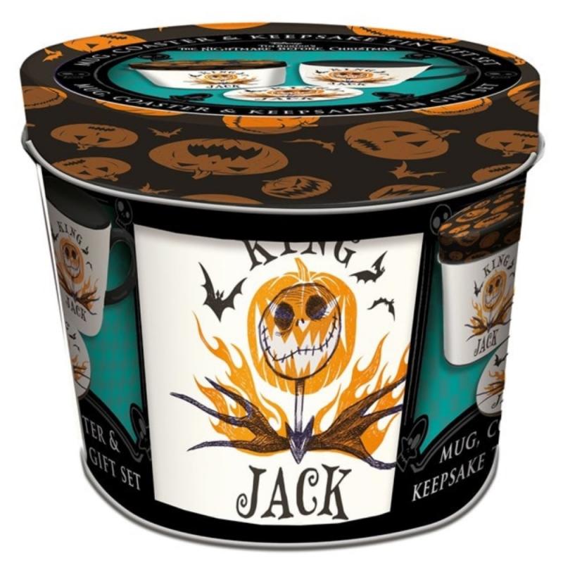 THE NIGHTMARE BEFORE CHRISTMAS (KING JACK) GIFT SET: MUG & COASTER IN KEEPSAKE TIN / zestaw prezentowy Miasteczko Halloween (King Jack): filiżanka plus podkładka w ozdobnej puszce