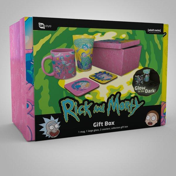 Rick & Morty gift set: xxl glass, mug, 2 x coasters / zestaw prezentowy Rick & Morty: szklanka XXL, kubek, 2 x podkładka - ABS