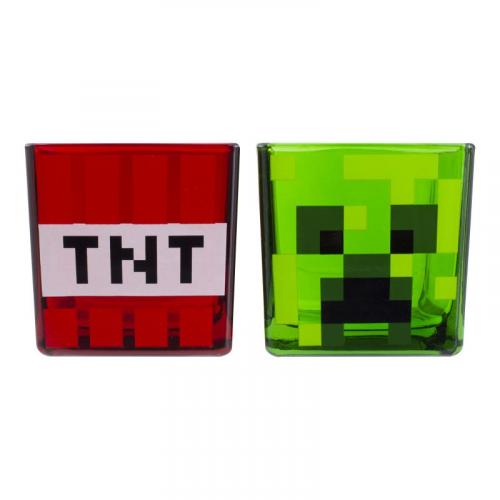 Minecraft Creeper and TNT Glass Tumblers / zestaw szklanek Minecraft Creeper oraz TNT