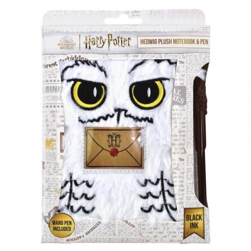 Harry Potter Hedwig Plush Notebook & Pen / zestaw Harry Potter: notatnik pluszowy Hedwiga plus różdżka - długopis