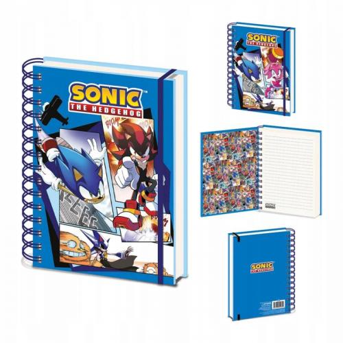 SONIC THE HEDGEHOG (COMIC STRIP JUMP OUT) A5 3D NOTEBOOK / Sonic the Hedgehog kołonotatnik A5 (z gumką) okładka 3D