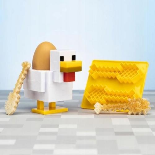 Minecraft Chicken Egg Cup & Toast Cutter / zestaw Minecraft kurczak podstawka do jajek plus foremka do tostów