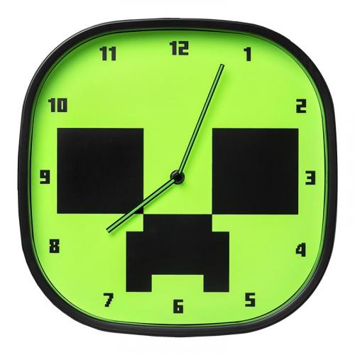 Minecraft Creeper Glow In The Dark Wall Clock with set of stickers / Minecraft Creeper zegar ścienny świecący w ciemności plus zestaw naklejek