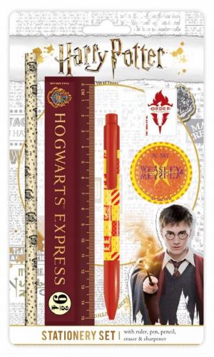 HARRY POTTER STATIONERY SET: ruler,pen,pencil,eraser,sharpener / zestaw szkolny Harry Potter: linijka, długopis, ołówek, gumka, temperówka