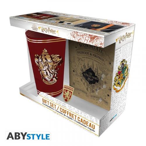 Harry Potter - Gryffindor gift set: glass XXL, pin, A6 notebook / Zestaw prezentowy Harry Potter - Gryffindor: szklanka XXL, przypinka, notes A6 - ABS