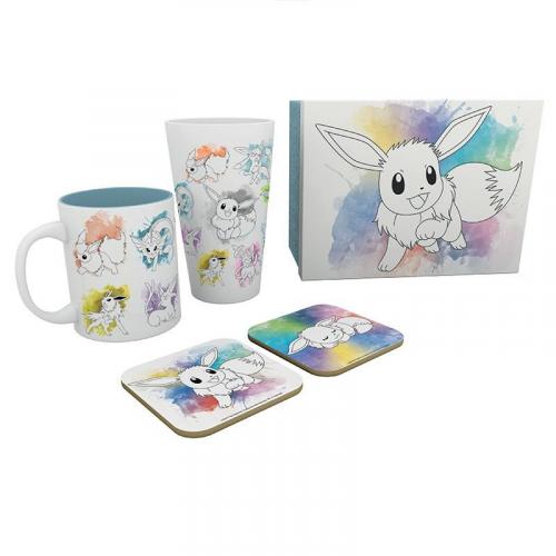 Pokemon - Eevee gift set: mug, glass, 2 x coasters / zestaw prezentowy Pokemon - Eevee: kubek, szklanka, 2 x podkładka - ABS