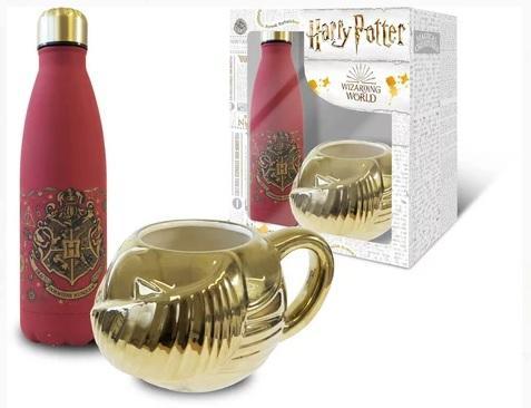 Harry Potter gift set: golden snitch 3D mug plus bottle / Zestaw prezentowy Harry Potter: kubek 3D złoty znicz plus butelka