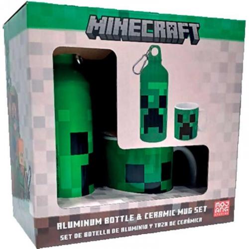 Minecraft set: aluminum bottle and mug / Zestaw Minecraft: butelka wielokrotnego użytku plus kubek