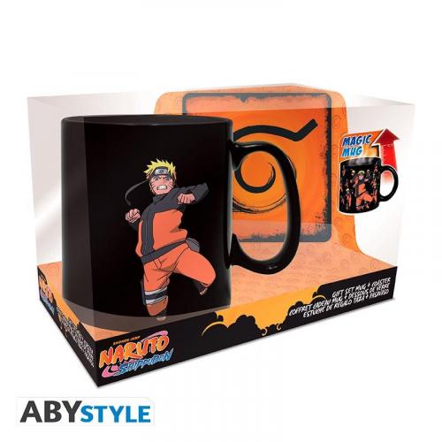 NARUTO SHIPPUDEN gift set: heat change mug (460 ml) + coaster / zestaw prezentowy Naruto Shippuden: kubek termoaktywny (460 ml) plus podkładka - ABS