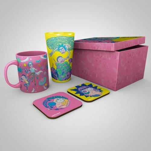 Rick & Morty gift set: xxl glass, mug, 2 x coasters / zestaw prezentowy Rick & Morty: szklanka XXL, kubek, 2 x podkładka - ABS