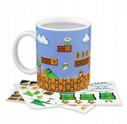 Super Mario Bros build a level mug plus 4 reusable sticker sheets / kubek Super Mario Bros plus 4 arkusze naklejek wielokrotnego użytku